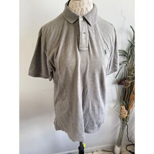 Polo Ralph Lauren Mens Medium Gray Short Sleeve Cotton Jersey Polo Shirt Logo